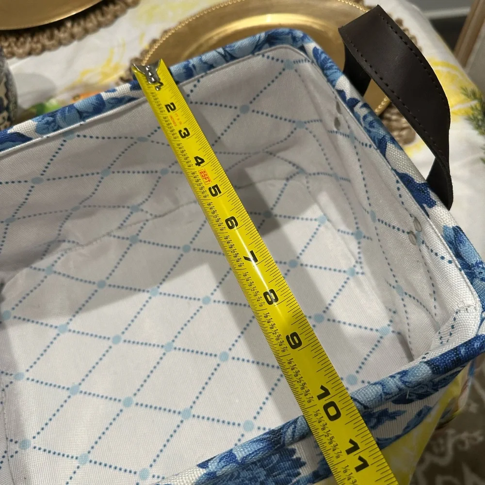 Pioneer Woman XL Heritage Blue Floral Cloth Storage Basket With Handles NWT!!!